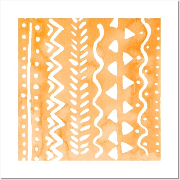 Loose boho chic pattern - orange Wall Art by wackapacka